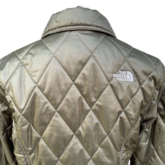 The North Face PrimaLoft Olive Army Green  Quilted Short Puffer Jacket Women’s M - Picture 9 of 16